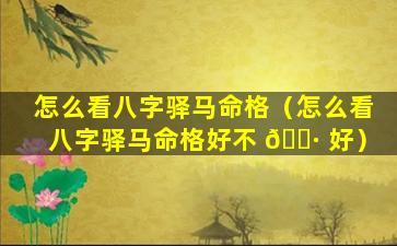 怎么看八字驿马命格（怎么看八字驿马命格好不 🌷 好）